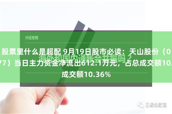 股票里什么是超配 9月19日股市必读：天山股份（000877）当日主力资金净流出612.1万元，占总成交额10.36%