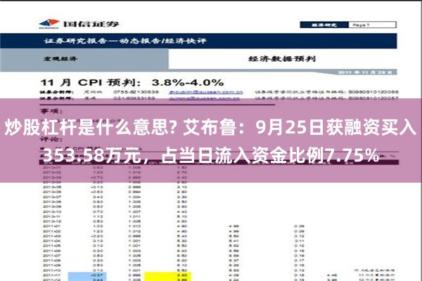 炒股杠杆是什么意思? 艾布鲁：9月25日获融资买入353.58万元，占当日流入资金比例7.75%