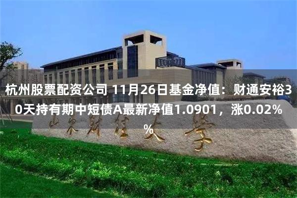 杭州股票配资公司 11月26日基金净值：财通安裕30天持有期中短债A最新净值1.0901，涨0.02%
