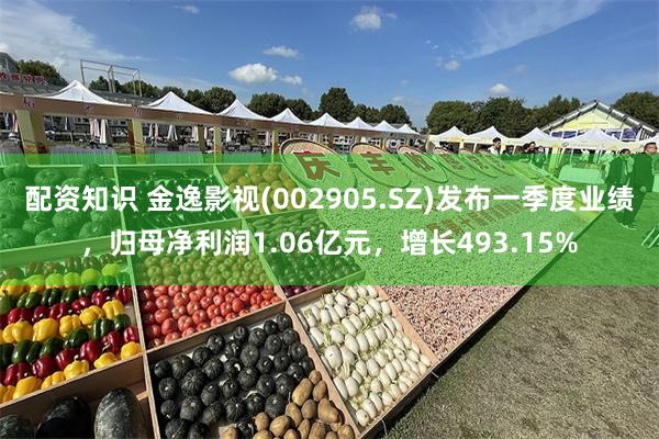 配资知识 金逸影视(002905.SZ)发布一季度业绩，归母净利润1.06亿元，增长493.15%