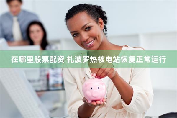 在哪里股票配资 扎波罗热核电站恢复正常运行