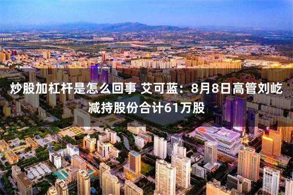 炒股加杠杆是怎么回事 艾可蓝：8月8日高管刘屹减持股份合计61万股