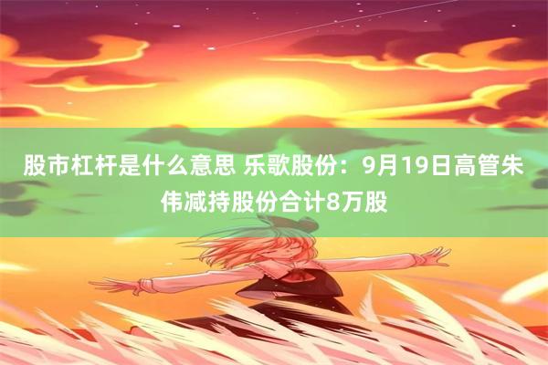 股市杠杆是什么意思 乐歌股份：9月19日高管朱伟减持股份合计8万股