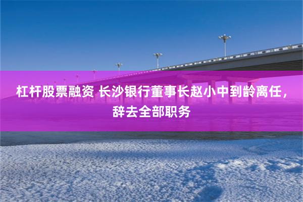 杠杆股票融资 长沙银行董事长赵小中到龄离任，辞去全部职务