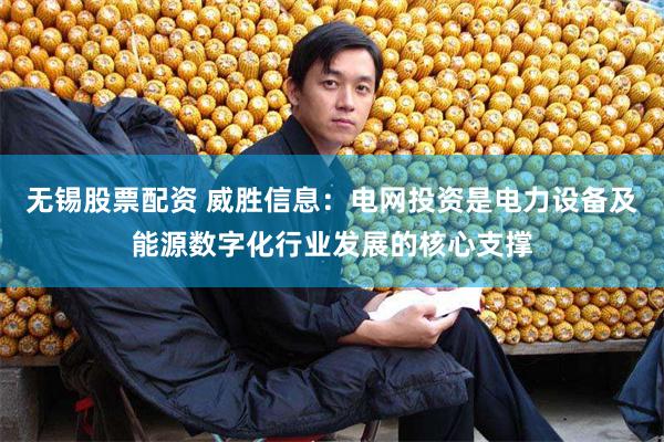 无锡股票配资 威胜信息：电网投资是电力设备及能源数字化行业发展的核心支撑