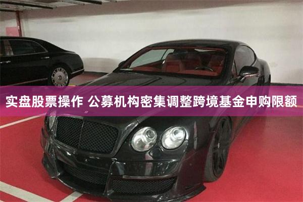 实盘股票操作 公募机构密集调整跨境基金申购限额